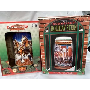 Budweiser Holiday Stein Series 1997 1998 Grant's Clydesdales Christmas - Picture 1 of 8