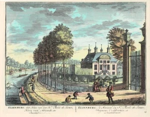 ELSENBURG, la tenuta di THEODORE DE LEEUW - ORIG. 1719 INCISIONE COLORATA A MANO - Foto 1 di 1