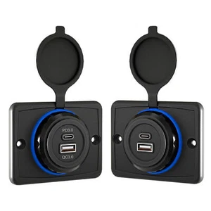 Camper Car USB Port Fast Charger Socket Power Outlet Panel DC 12V-24V PD Type C - Photo 1 sur 14