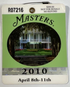 Boleto insignia Masters 2010 Augusta National Golf PGA Phil Mickelson gana raro 3ª edición - Imagen 1 de 2