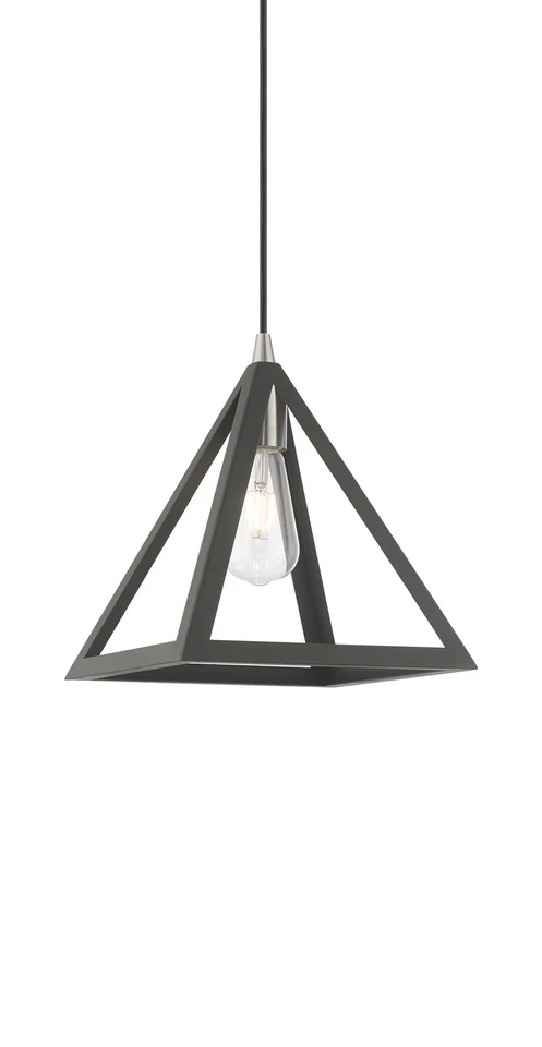 Livex Lighting 41329-76 Geometric Shade Mini Pendant Light Scandinavian Gray