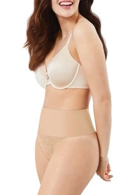 Maidenform Shapewear Tame Your Tummy Lace Shaping Beige Thong FP0049, Small - Image 1 of 4