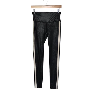 Spanx Leggings Mujer Medianos Negros Imitación Cuero Rayas tiro alto Prendas moldeadoras Pantalones Foto 1 de 4