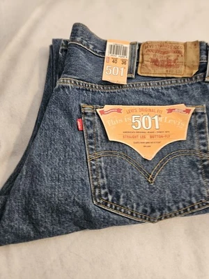 VTG 2008 New Pre Shrunk 501 Mens Blue Button Fly Jeans 40 X 36  Straight leg - Image 1 of 4