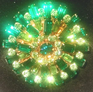 💥Spilla vintage set punte sfumature di strass verdi SPLENDIDA 💥 - Foto 1 di 6