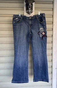 Vintage Enyce Y2K Embroidered Baggy Medium Wash Jeans Size 36x31 Wide Leg - Bild 1 von 16