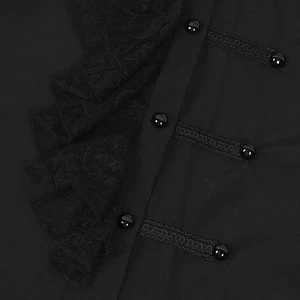 Lace Button Detail Unisex Gothic Court Style Shirt for Formal Occasions - Picture 1 of 27
