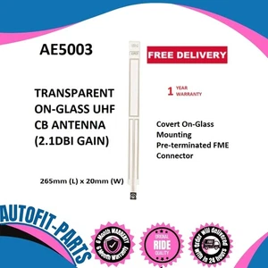 ANTENA DE VIDRIO GME UHF DISEÑO DELGADO TRANSPARENTE 2.5dbi AE5003 - Imagen 1 de 1