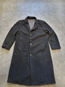 MENS HUGO BOSS DE TOMASO PURE NEW WOOL BLACK CROMBIE LONG WINTER OVERCOAT 52, XL - Picture 1 of 9