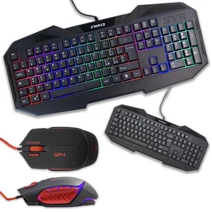 Kit Optical Mouse And Keyboard RGB Layout Italian Multimedia 3200DPI Gaming Rest - Picture 1 of 9