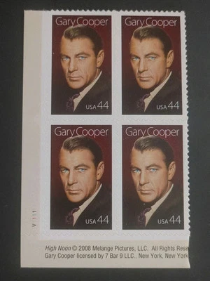 US Stamps SC# 4421 2009 44c GARY COOPER LL PLATE BLOCK 4. MNH. Free shipping! - Image 1 of 2