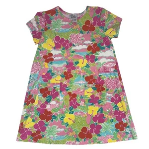 Vintage Lilly Pulitzer Girls’ Parrot Hibiscus Aloha Cotton/Lycra Dress Size 12 - Picture 1 of 4