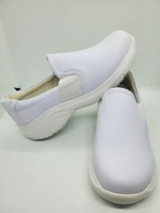 Hawkwell Damen-Stillschuhe weiß Slipper runde Spitze niedrig Pillowtop Flex 8 - Bild 1 von 8