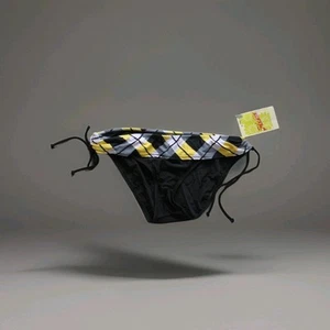 *NUEVO* Traje de baño hipster negro - amarillo de diseñador Hobie para mujer parte inferior para niños L - Imagen 1 de 2