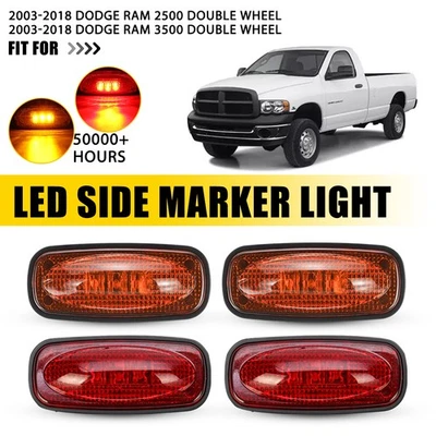 4X Luz LED de señalización lateral para Dodge RAM 2500 3500 2003 2004-2018 doble rueda EE. UU. Foto 1 de 4