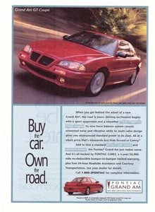 11/1994 Pontiac Grand Am GT Coupé, pubblicità rivista USA molto nitida - 8 x 10,5 pollici - Foto 1 di 1