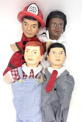 Hand Puppet Lot Learning Resources African American Doctor Fire Chief Asian Boy - Image 1 of 4