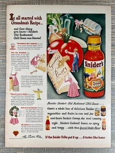 Snider's Old Fashioned Chili Sauce Country Style 1945 Vintage Print Ad - Picture 1 of 1