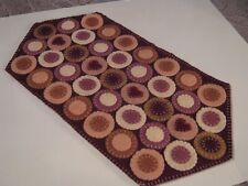 Primitive Wool Applique Valentine Hearts Layered Pennies Penny Rug Table Runner