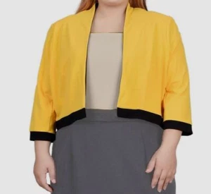 NY Collection Women Yellow Black Open-Front Jacket Coat Plus Size 20W - Picture 1 of 2