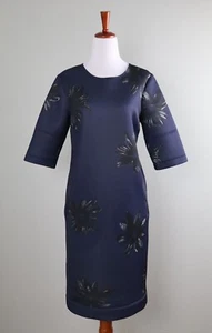 ANTHROPOLOGIE $300 Essentiel Antwerp Neoprene Navy Scuba Floral Dress Size 38 - Picture 1 of 6