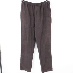 Eskandar linen pants womens 0 wide leg pull on elastic waist lagenlook brown - Picture 1 of 15