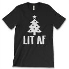 LIT AF New Men's Shirt Christmas Tree Party Funny Humor Joke Elegant Summer Tees