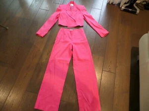 New Latest FRAME pink linen blend flare pants sz 2 & cropped blazer ,sz S, $1100 - Picture 1 of 12