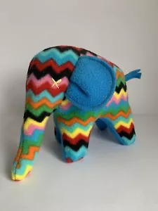 Elephant Soft Toy Plush Rainbow Multicoloured Zig Zag | Marianne Laker Designs - Picture 1 of 13