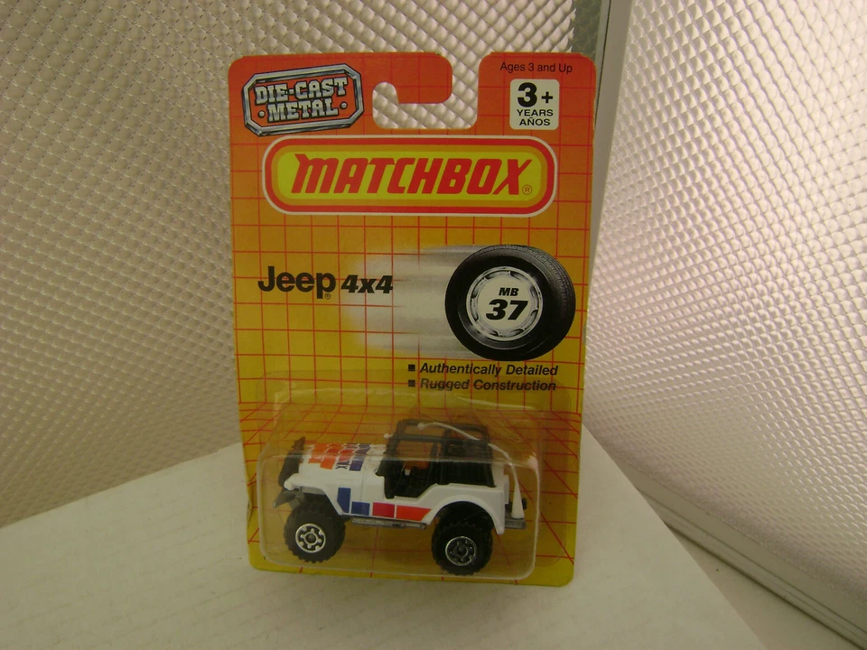 1990 MATCHBOX SUPERFAST MB37 WHITE JEEP 4X4 NEW ON CARD - Image 1 of 4