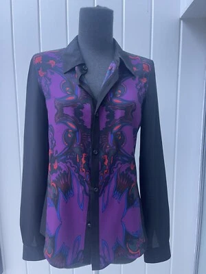 NUEVA Camisa Diesel Negra Dorada Para Mujer Botón Frontal Talla 38 EE. UU. 2 Foto 1 de 4