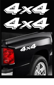 4X4 TRUCK DECALS, WHITE DODGE DAKOTA OFFROAD STICKERS, 2-PACK SIZE: 3.25" X 13" - Picture 1 of 1