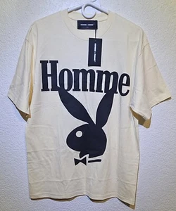 Homme Femme Playboy Bunny Cream T Shirt Size XL - Picture 1 of 3