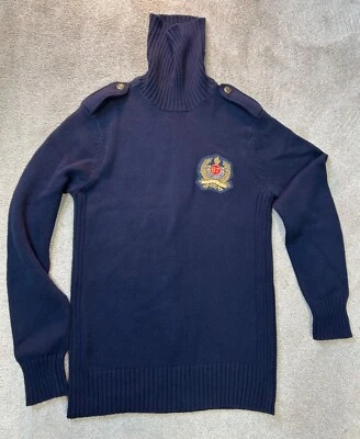 RALPH LAUREN Blue Mens Jumper Wool Blend Roll Neck Knit size Medium Polo - Image 1 of 4