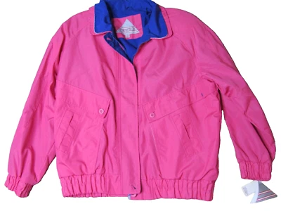 Chaqueta Mujer Vintage Con Etiquetas Años 80 Talla Grande PACER Rosa Azul Cremallera Completa Nueva de Lote Antiguo Foto 1 de 4