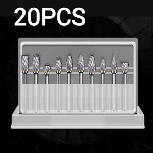 20x 1/4 Double-Cut Tungsten Steel Carbide Rotary Tool Burr Die Grinder Shank Bit - Picture 1 of 17