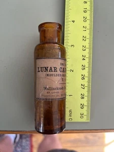 Rare Lunar Caustic moon labeled bottle c1900 mallinckrodt St Louis MO - Picture 1 of 2