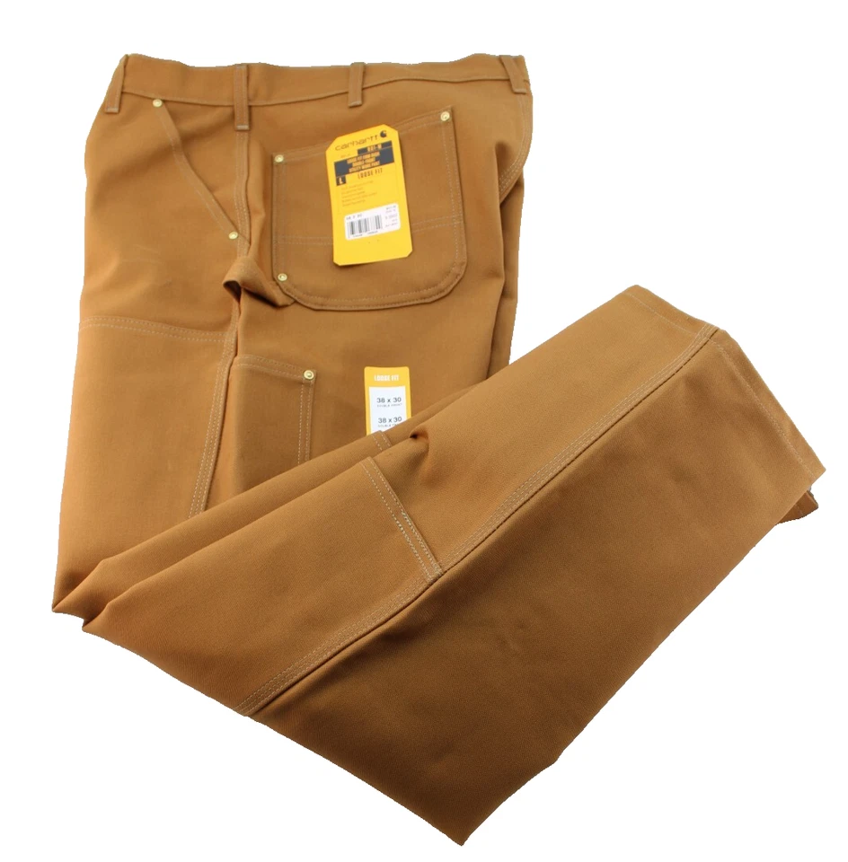 NWT CARHARTT Men's 38 x 30 Loose Fit Double Knee Brown Canvas Utility Work Pants - Image 1 of 4
