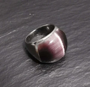 Damen Edelstahl Ring Katzenauge 16 17 mm Steinschatz - Bild 1 von 2