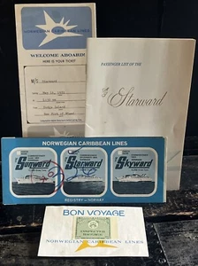 Vintage 1970 Miami Caribbean Cruise Tickets Passagierliste Norwegian Starward - Bild 1 von 14