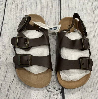 Old Navy Kids 10 Sandal Brown Heel Strap Unisex Double Buckle E9 - Image 1 of 4