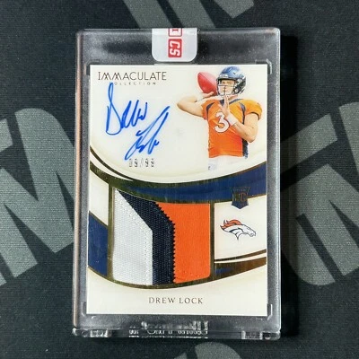 2019 Panini Immaculate Drew Lock RPA /99 Rookie Patch Auto 3 Color Sealed - Image 1 of 2