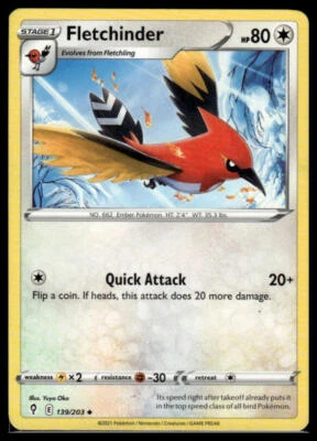 SWSH07: Evolving Skies #139/203 Fletchinder - Image 1 of 2