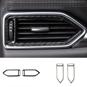 Carbon Fiber Black/Silver Air Vent Outlet Cover Trim for Mazda CX5 2017-2024 - Foto 1 di 4