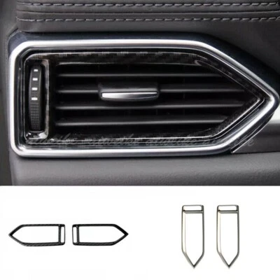 Carbon Fiber Black/Silver Air Vent Outlet Cover Trim for Mazda CX5 2017-2024 - Image 1 of 4