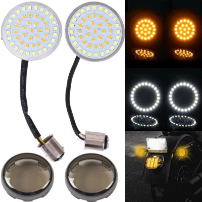 For Harley Touring Sportster Softail Dyna 1157 LED Turn Signal Lights Smoke Lens - Image 1 of 4