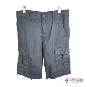 VANS Off The Wall Mens Cargo Shorts Black Cotton Pockets Flat Front Dark Wash 28 - Picture 1 of 10