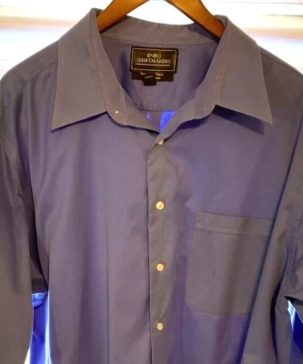 Camisa Para Hombre Enro Talla 18.5 36 Azul Sólida Manga Larga Alta Sin Sarga de Hierro Foto 1 de 4