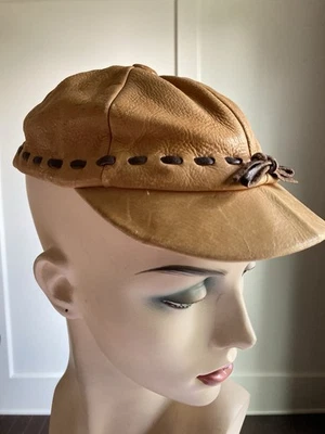 DE COLECCIÓN AÑOS 50 DAMAS MILFUR PIEL DE CIERVO MOTOCICLETA MOTOCICLISTA ALA GORRA SOMBRERO Foto 1 de 4