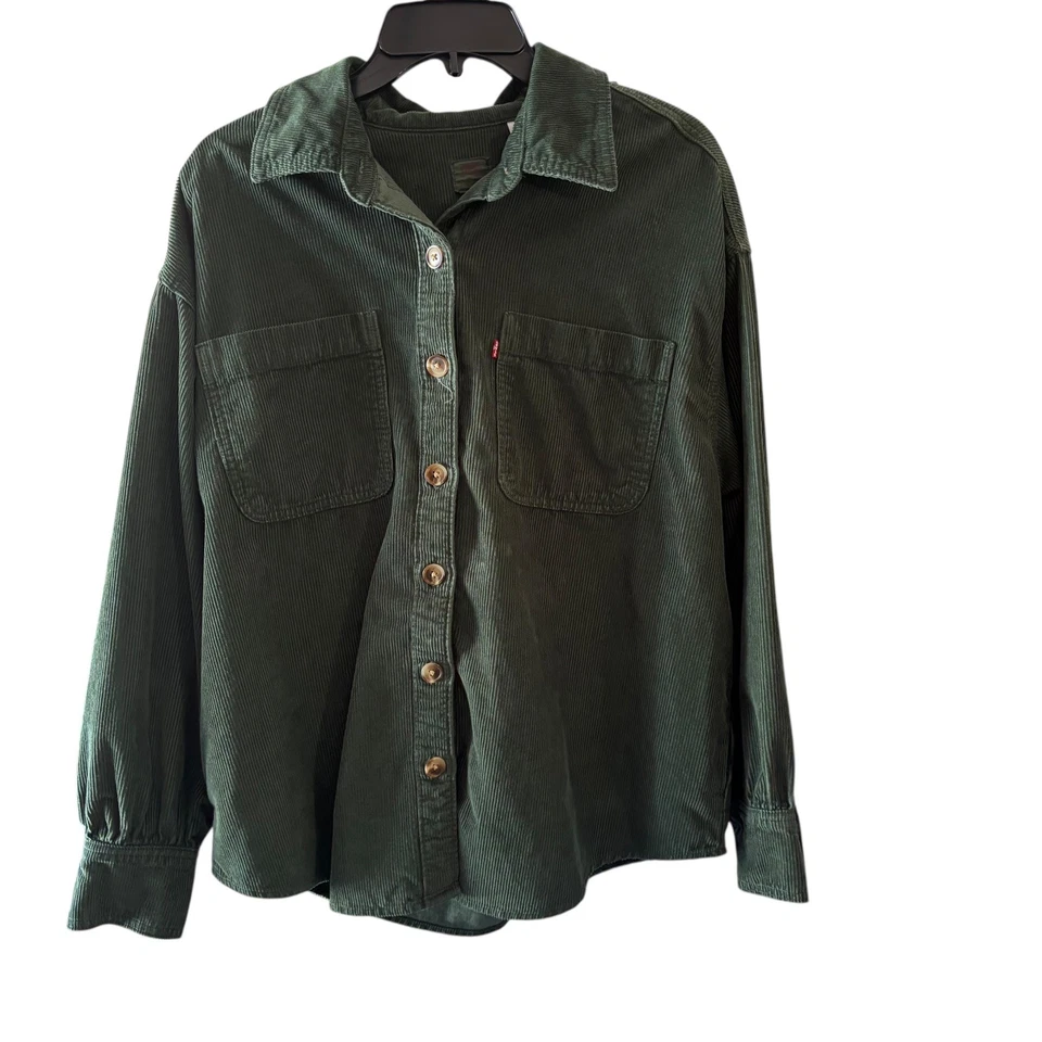 Levi's Red Tab Shirt Mens L Gray Corduroy Western Pearl Snap Long Sleeve Cowboy - Image 1 of 4